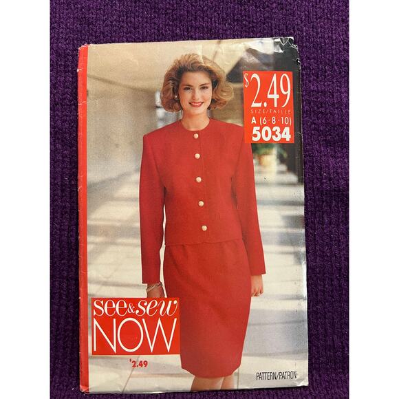 Butterick 5034 pattern blazer boxy boyfriend 1980s size 6 8 10 - Picture 2 of 7